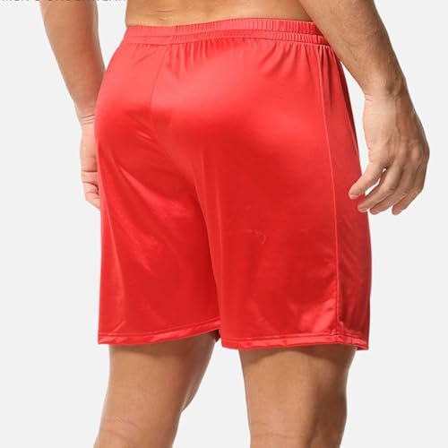 Image of Mens Satin Shorts Lounge Solid Color Sleepwear Casual Pajama Shorts Lightweight Comfy Workout Gym Short for Men