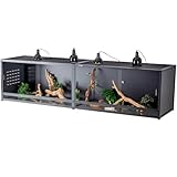 PVC Reptile Enclosure 80x16x16inch Large Reptile TerrariumTempered Glass Doors Habitat 88 Gallon for Bearded Dragon Gecko Lizard Snake, Wide Breeding Lounge Vivarium Area with Combination Lock