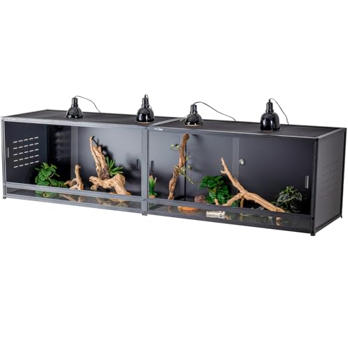 PVC Reptile Enclosure 80x16x16inch Large Reptile TerrariumTempered Glass Doors Habitat 88 Gallon for Bearded Dragon Gecko Lizard Snake, Wide Breeding Lounge Vivarium Area with Combination Lock