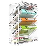 MaxGear Hanging Wall File Organizer, Clear Acrylic Wall File Holder 5 Tier, Vertical Wall Mount Mail and Document Organizer, Magazine Literature Rack with Bottom Flat Tray, Suit for Home Office