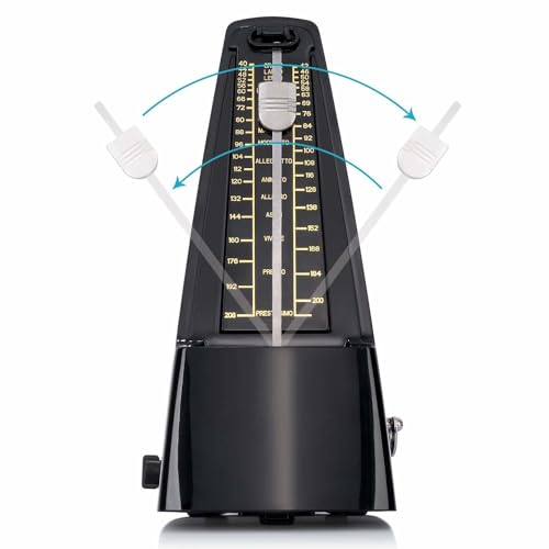 Image of Perlman Traditional Wind Up Mechanical Metronome for Piano Guitar Bass Drum Violin and Other Musical Instruments (Black)