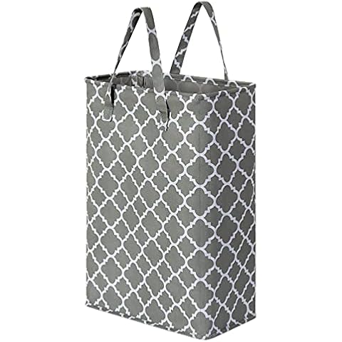 ZERO JET LAG Slim Laundry Hamper With Handles Collapsible Laundry Basket Thin Dirty Clothes Basket Narrow Laundry Bag Foldable Dirty Cloth Hamper 45L (21 inches,Printing Grey) Cover