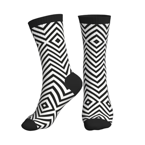 HGFVY Zigzag Stripe Crew Socks Cushioned Moisture Wicking Sport Socks Breathable Training Athletic Socks Unisex
