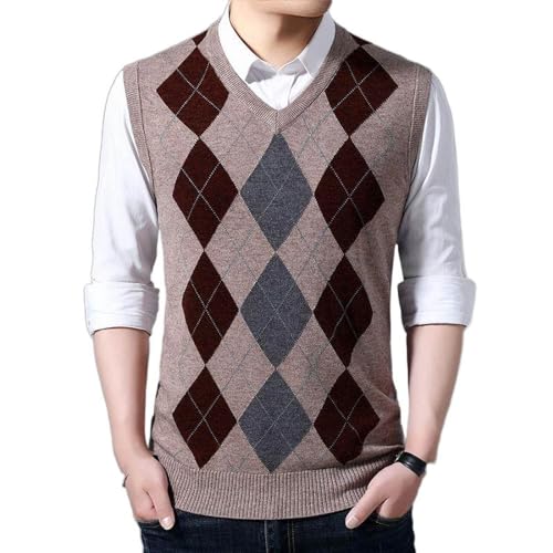 Chaleco informal sin mangas argyle para looks de oficina en invierno