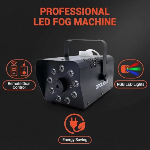 Máquina de humo con luces LED 500W y control remoto miniatura 4