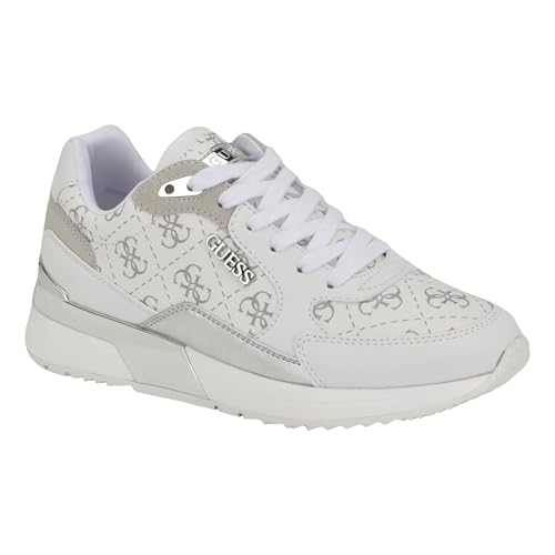 Guess Moxea Damen-Sneaker, Weiß/Grau Logo 144, 39.5 EU