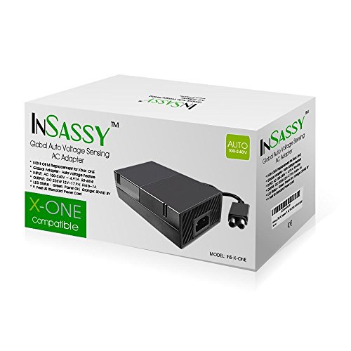 InSassy AC Adapter Power Supply Cord for xBox One - Replacement Charger Accessory Kit with Cable - AC 100-240V 4.91A 50-60Hz InSassy AC Adapter Power Supply Cord for xBox One - Replacement Charger Accessory Kit with Cable - AC 100-240V 4.91A 50-60Hz