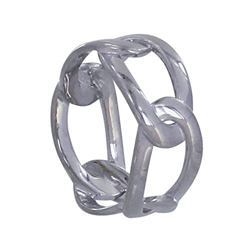 Bague Argent 925 maillons ovales Les Poulettes Bijoux, l'éclat du rhodium