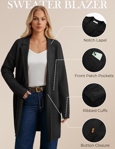 GRACE KARIN Long Cardigan Sweaters for Women 2025 Sweater Blazers Winter Long Coat Fall Jacket Dressy Coatigan with Pockets4