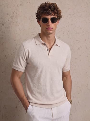 Image of TAGDOMen's Polo T Shirt | Half Sleeve | Textured & Collar Polo T-Shirt for Men (2053)