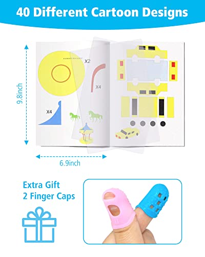 3D Pen Printing Drawing Book, Reusable Colored 40 Pattern Thick Paper Templates with Two Clear Plate, 3D Painting Graffiti Stencils for DIY Gifts, Vomika