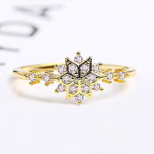 Preisvergleich Produktbild WZYMNJZ Schneeflocke Kristall Ringe Für Frauen Schmuck Silber Verlobungsring Weibliche Hochzeit Versprechen Ringe Frauen Gold Ring Geschenke