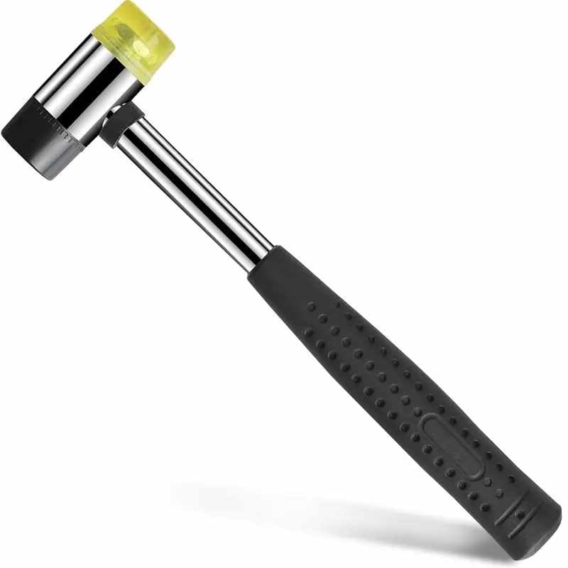 TECHZOCO Martillo de goma de doble cara de instalación, Martillo de mazo, martillo suave, Maza de goma, Herramienta de impacto suave, Martillos de cabeza desmontable, Cabeza 35 mm