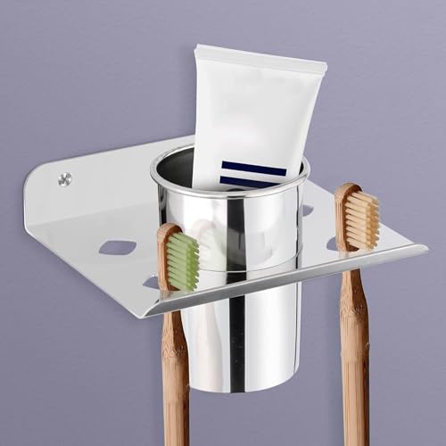 Image of Plantex (Primax) Tumbler Holder for Bathroom /Stainless Steel Tooth Brush Holder /Bathroom Accessories - Pack of 1 (Chrome)