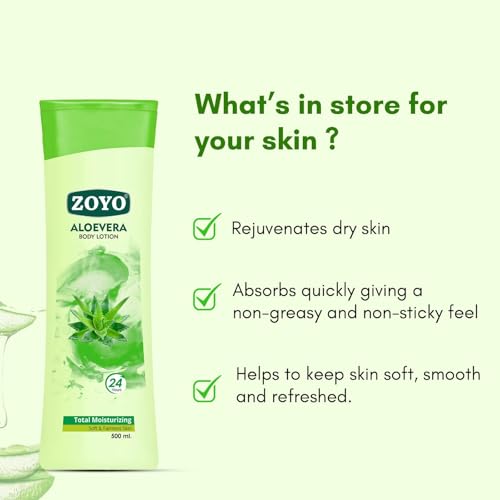 Image of ZOYO Hydrating Aloe Vera Body Lotion | Soothing & Moisturizing | Dry Skin Relief | Sunburn Soothing | Sulfate & Cruelty-Free | For All Skin Types | 500ml