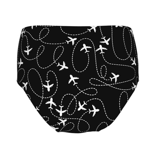 White And Black Airplane Routes Girls' Underwear Soft Cotton Little Girls Panties Comfort Briefs2