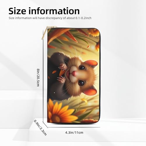 Cute Brown Mouse Print Wallet Women, Leather Bifold Multi Card Wallet, Long Purse Women's Wallets2