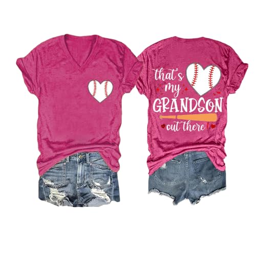 Thats My Grandson Out There Baseball Shirt That's My Grandson Out There Shirt Baseball Shirt Baseball Grandma Shirt Baseball Tshirt Tshirt Pullover Fun Short Sleeve Tee Shirt Plus Size Pink