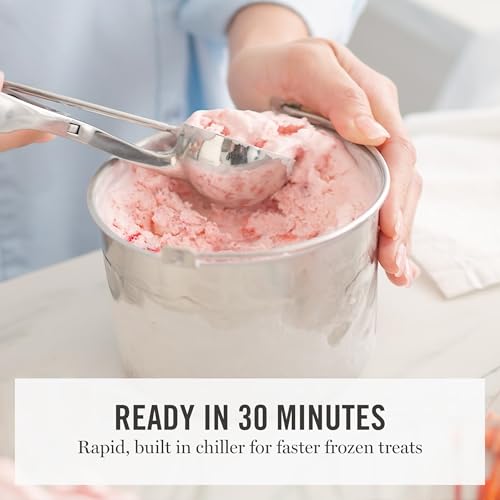 Image of Martha Stewart 1 Quart Ice Cream Maker, Built-In Compressor, No Pre-Freezing Required, 3 Modes (Ice Cream, Sorbet, Frozen Yogurt), Automatic Mix-In Alert, Dishwasher-Safe Parts, Caviar Gray