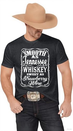 Retro Western Shirt for Men: Smooth As Tennessee Whiskey Tee Country Concert Music Tshirt Nashville Cowboy Chic Tops