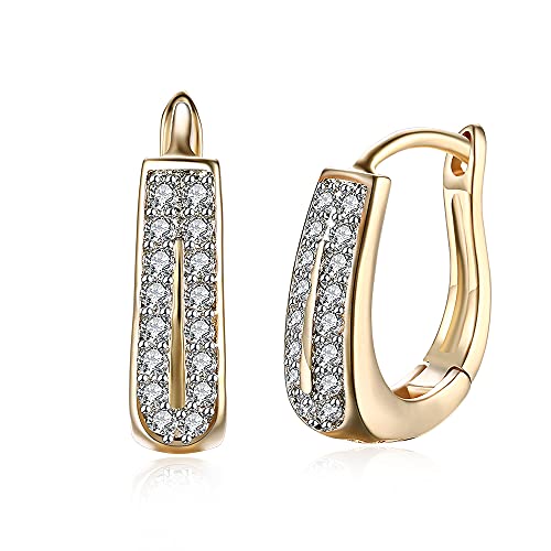 Petites boucles d'oreilles créoles géométriques pavées de zircones cubiques pour femmes et...