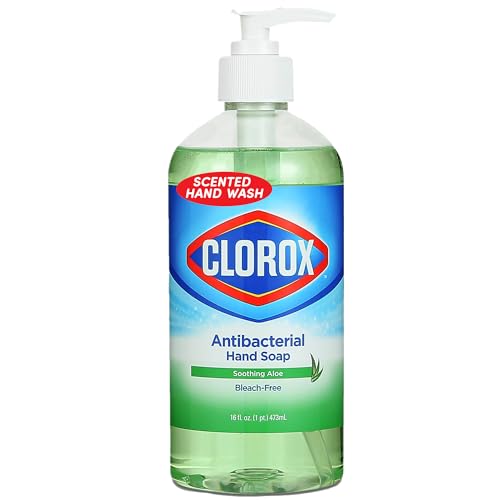 Image of Clorox Antibacterial Liquid Hand Soap with Pump, Soothing Aloe Scent - Scented Hand Wash, Liquid Soap for Bathroom or Kitchen - Washes Away Dirt from Hands and Keeps Them Soft, 16 Fl Oz