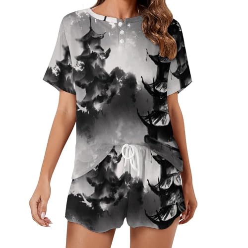 Ensemble de pyjama pour femme manches courtes vêtements de nuit été
