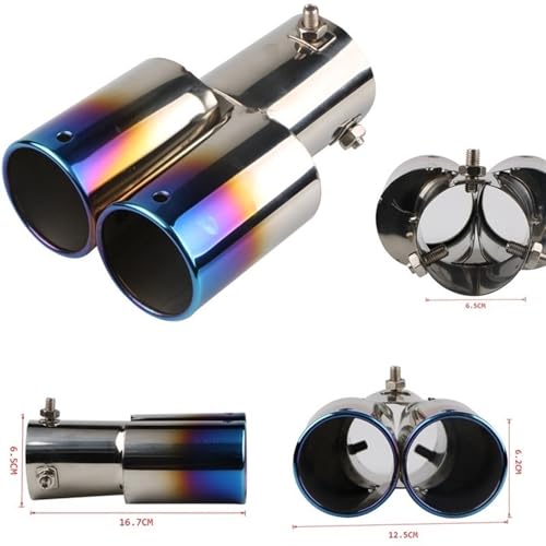 Embout d'échappement double sortie incliné roulé bicolore pour personnalisation auto