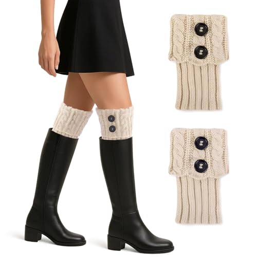 Dohia Women Boot Socks Winter Warm Boot Cuffs Crochet Knitted Boot Cuffs Topper Short Leg Warmers Gifts D1-BNXT