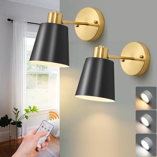 Vitnucrol 2 Pack Black and Gold Magnetic Wireless Battery Operated Wall ...