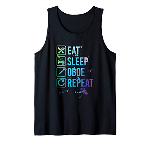 Oboe Player Eat Sleep Repeat Watercolor Gift Camiseta sin Mangas