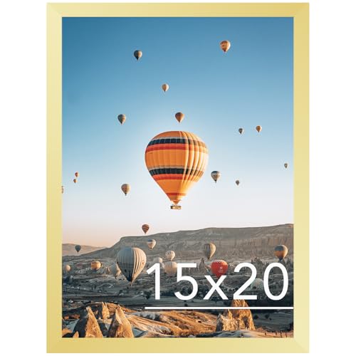 Image of JCJMY 15x20 Picture Frame Gold for Poster Photo Picture, Horizontal and Vertical Formats for Wall Hanging, 15 x 20 inch Wall Gallery Poster Frame for 15 by 20 Photos Posters, Gold