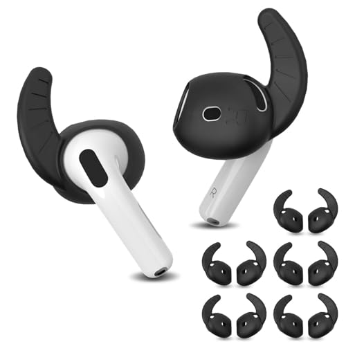5 Pairs for AirPods 4 Ear Hooks Cover, Sport Anti Slip AirPod 4 Ear Tips Cover Soft Silicone Air Pod 4 Accessories Compatible with Apple Air Pods 4th Generation [NOT Fit in Case] - Black