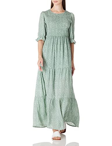 Womens Summer Casual Half Sleeve Bohemian Floral Tiered Maxi Dress Green at  Amazon Women's Clothing store