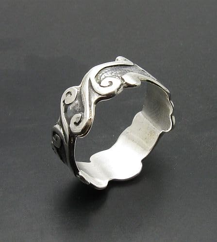 Bague argent 925 artisanale 10 mm large étoiles faite main - 2