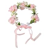 Kronabelle 18.1 in Soft Pet Flower Collar, Adjustable for Dogs Cats, Fabric Wreath for Wedding Party Photo Props, Floral Headband
