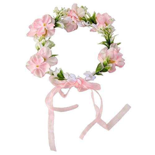 Kronabelle 18.1 in Soft Pet Flower Collar, Adjustable for Dogs Cats, Fabric Wreath for Wedding Party Photo Props, Floral Headband