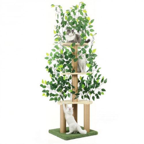 Arbre à chat de salon avec feuillage pour grand chat d'intérieur