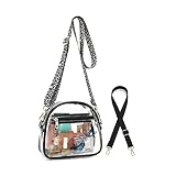 LOXOMU Clear Stadium Bag for Women, Cute Clear Crossbody Purse with 2 Shoulder Strap, Stadium Approved Clear Bag Handbag for Concerts, Festivals, Sports Events (Brown Leopard Print)