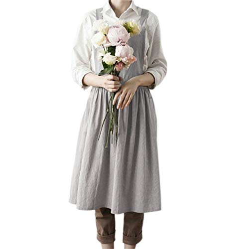 【 エプロン おしゃれ レディース 】「ちょっとそこまで」につけて行ける可愛いエプロン ナチュラルなコットンリネン素材 かわいい おしりが隠れる ポケット付き 大きい サイズ