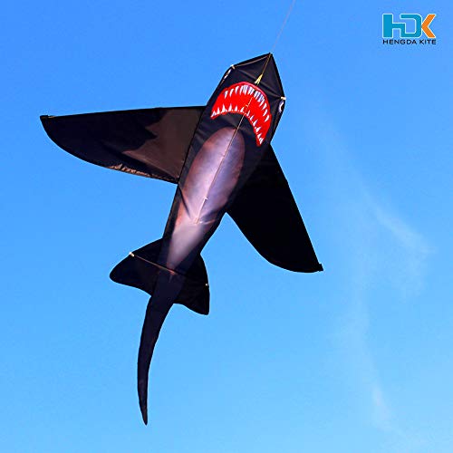 Hengda Kite For Kids Lifelike Black Shark Kite Single Line Kite Flying For Children Kids Outdoor Toys Beach Park Playing #TOP4