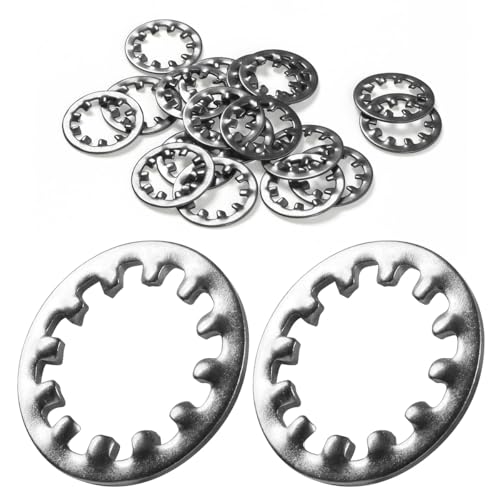 FOMGIIN 30 Stück M4 Zahnscheibe Sicherungsscheiben, Unterlegscheiben 304 Edelstahl Innenzahn Gezackte Zahnscheiben Klemmscheiben Sortiment Federringe, Größensortiment für Schraubenbefestigung