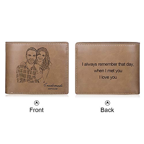 SimpleQ Personalized Photo Leather Wallet Custom Names Picture Wallet for Men Father Boyfriend (Brown #2) (Wa100367)3