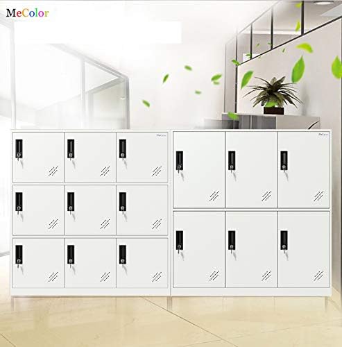 Miniatura 3 de Organizador de casillero de metal con cerradura digital con candado y estante, tamaño pequeño para niños y gimnasio (9D, blanco completo)