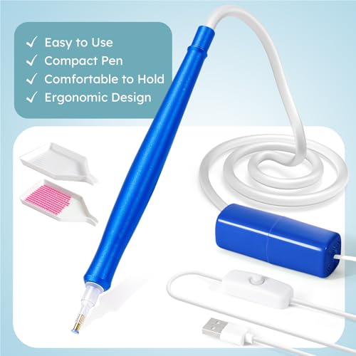 Image of PP OPOUNT Electric Diamond Art Pens, Diamond Art Accessories with Storage Tray, DiamondPainting Pen - Long-lasting & Stable, Great Gift Choice (Blue)
