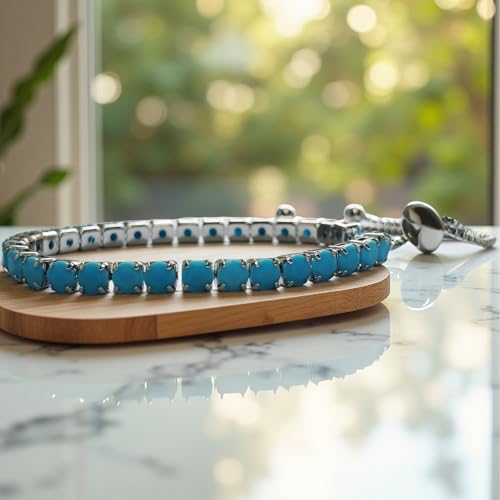 Italian Sterling Silver Women's Tennis Bracelets | Ladies' Sterling Silver Rope Adjustable Bracelet with Crystals | Gift for She3