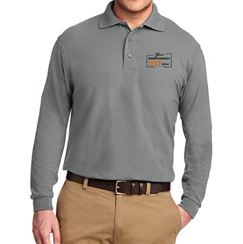 Custom Embroidered Long Sleeve Polo Shirts for Men Personalized Embroidery Text