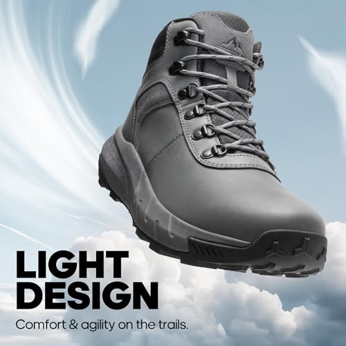 Image of NORTIV 8 Men's Waterproof Hiking Boots Lightweight Outdoor Mid Trekking Leather Shoes DriftShield