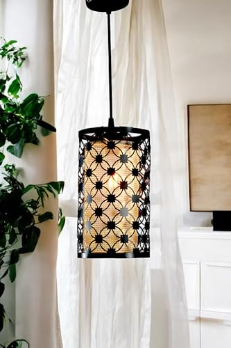 Image of Prop It Up Decorative Pendant Light with Mesh Shade, Black and Gold, 18 cm Diameter
