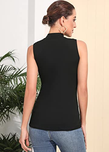 MANGDIUP Women's Mock Turtleneck Long Sleeve Sleeveless Pullover Tops Slim Fit Basic T-Shirts4